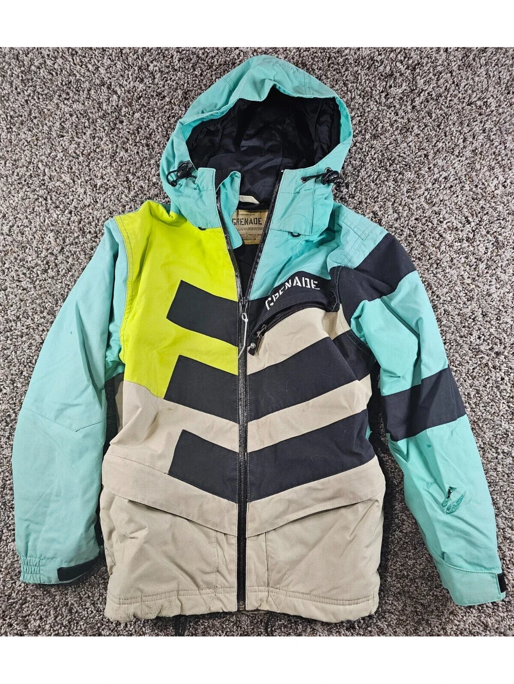 Grenade Girls Sz M Snowboarding Jacket Teal Gray Winter Coat